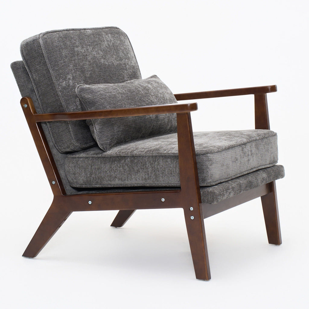 Sleek Mid-Century Chair with Lumbar Pillow