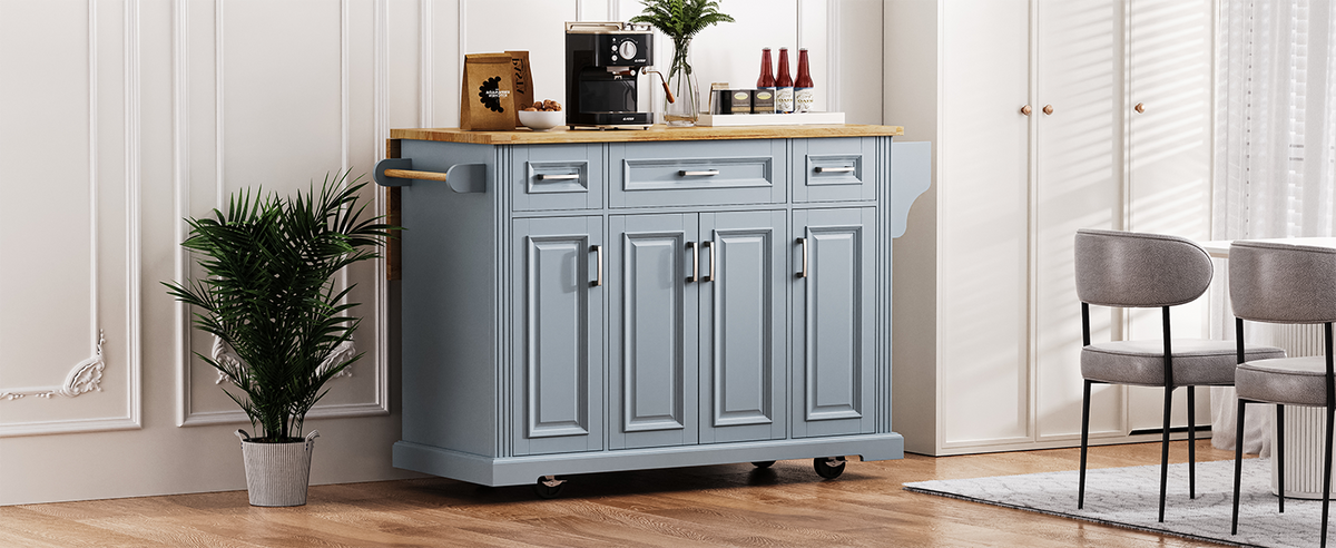 54" Kitchen Island with Drop Leaf and Storage