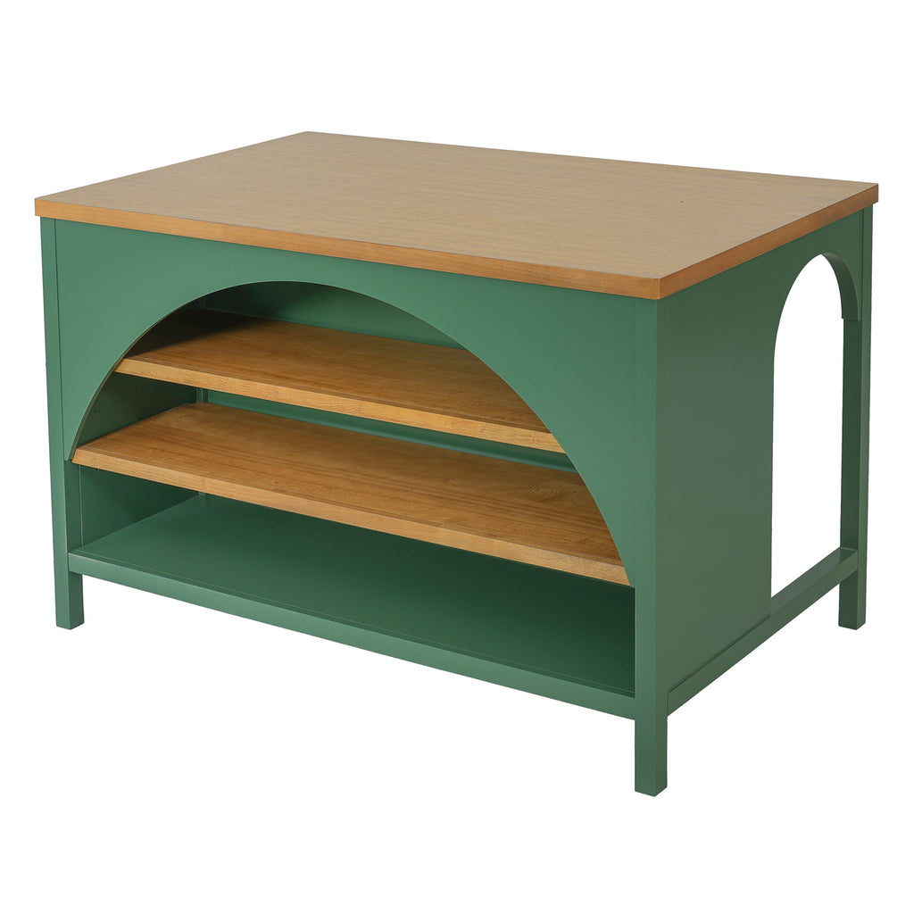 56" Open Storage Farmhouse Kitchen Island