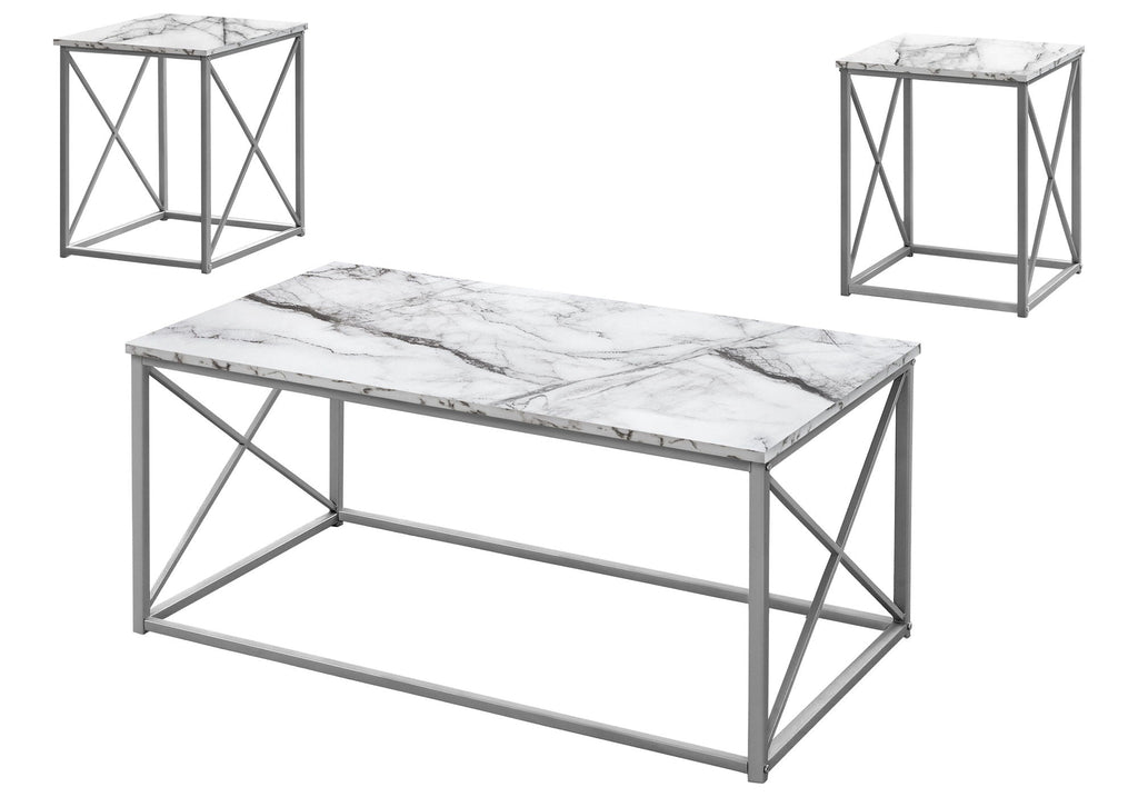 Marble Look Finish 3-Piece Contemporary Living Room Table Set