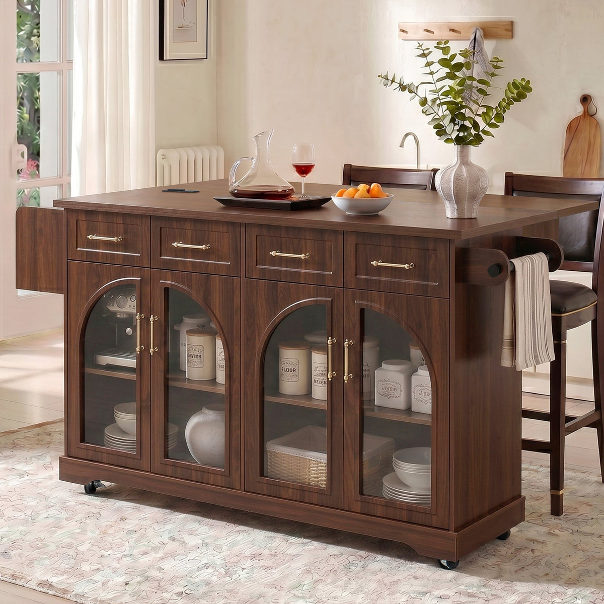 Kitchen Island with Storage & Drop Leaf - 65"