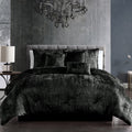 The Turin 7 Piece Black Crinkle Velvet Comforter Set