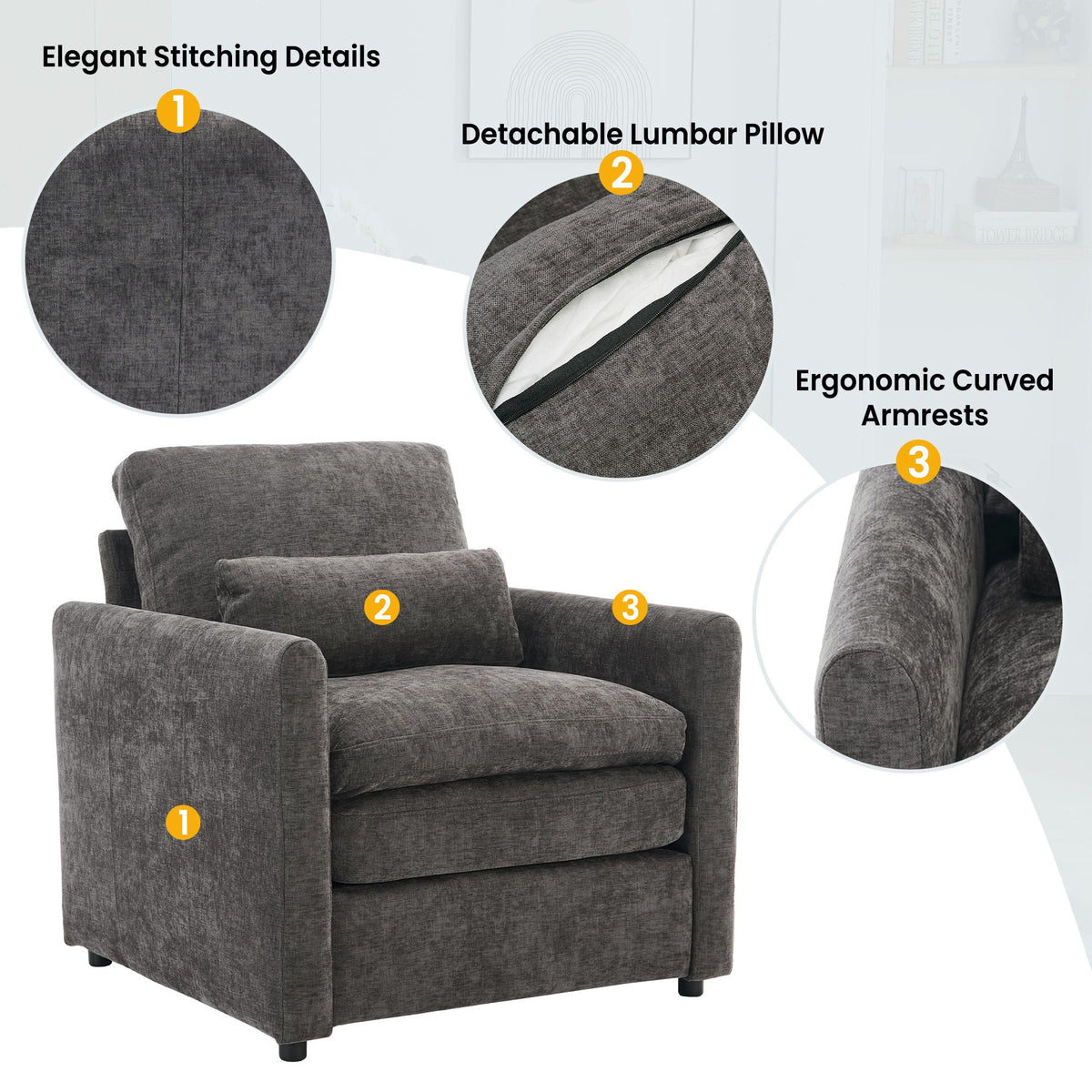 Cozy Upholstered Cushion Armchair