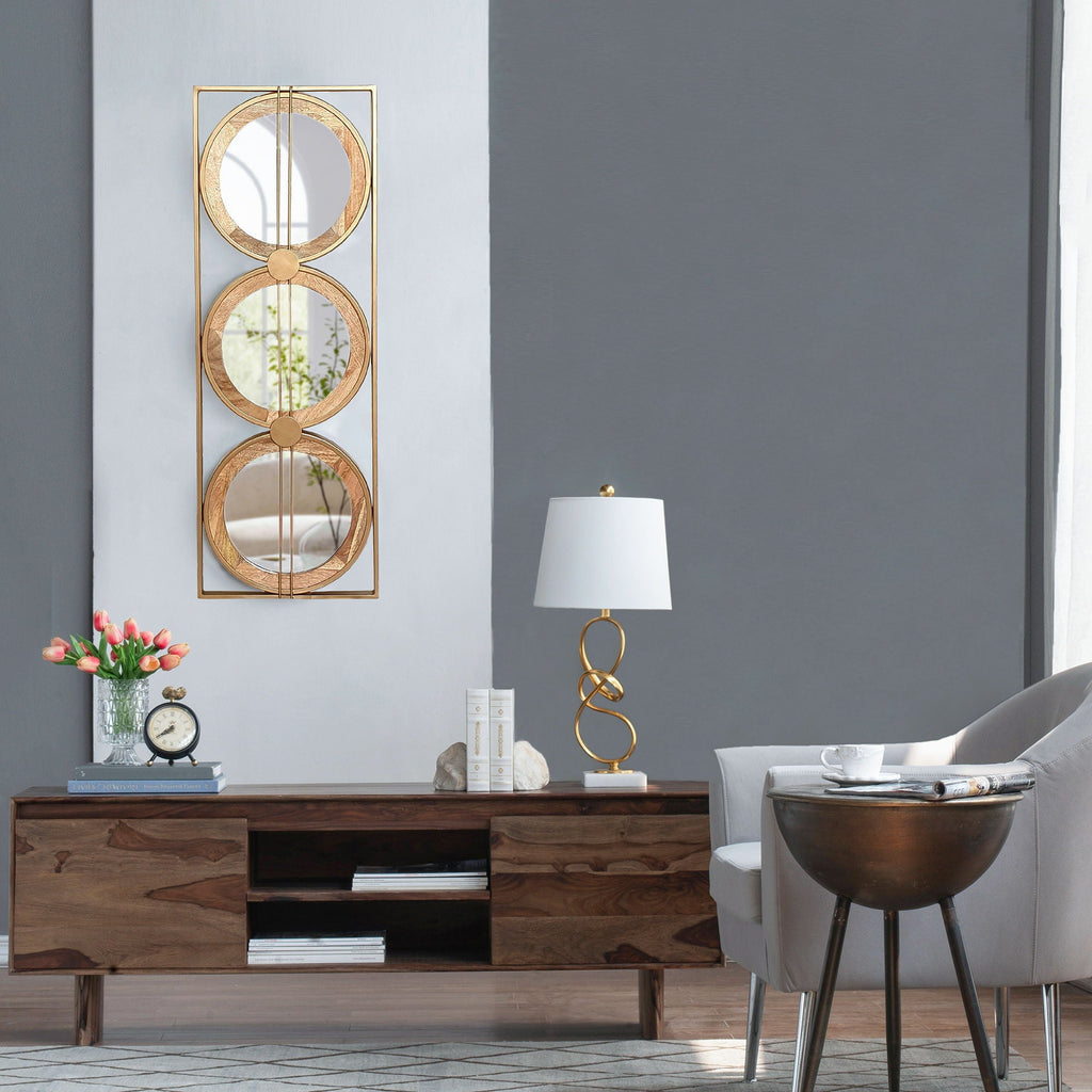 Trio Wall Mirror In Rectangular Frame in Brown