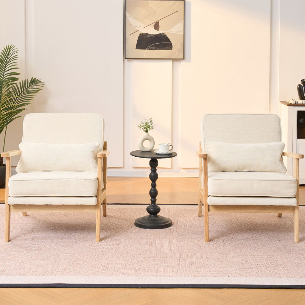 Sleek Mid-Century Chair with Lumbar Pillow