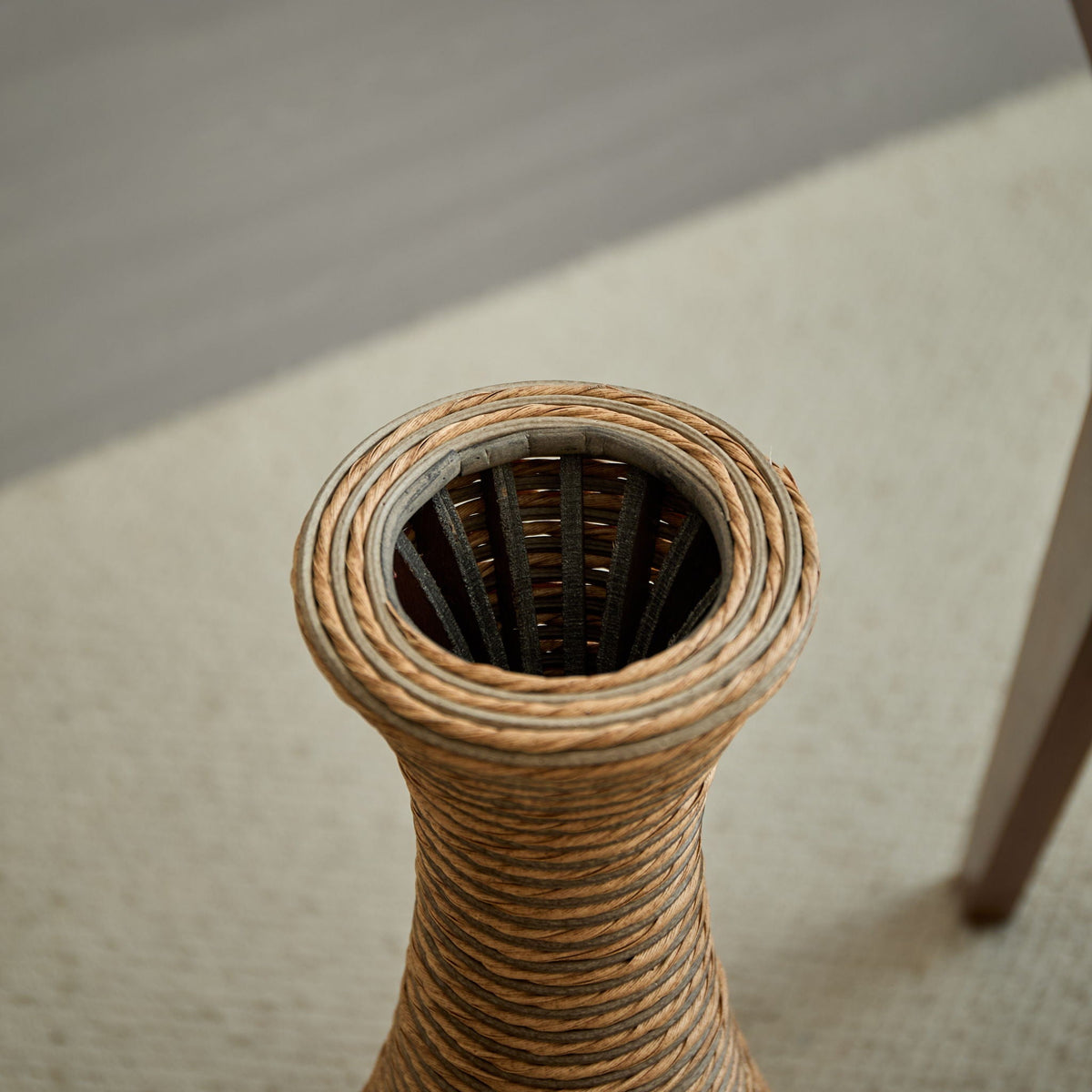 Beige 3 Piece Decorative Floor Vase Set-Ideal For Dried Or Silk Flower Arrangements
