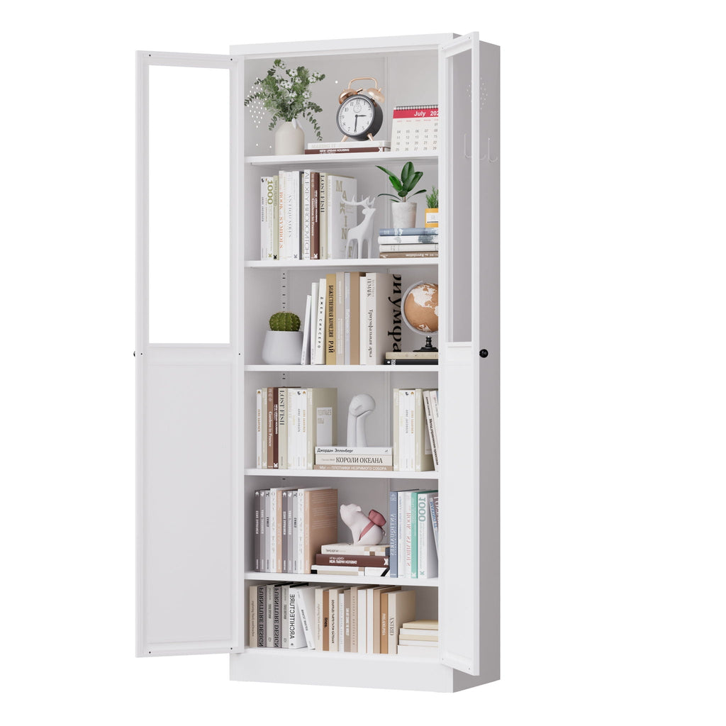 Tall Metal Kitchen Pantry Cabinet with Adjustable Shelves And Silent Magnetic Doors