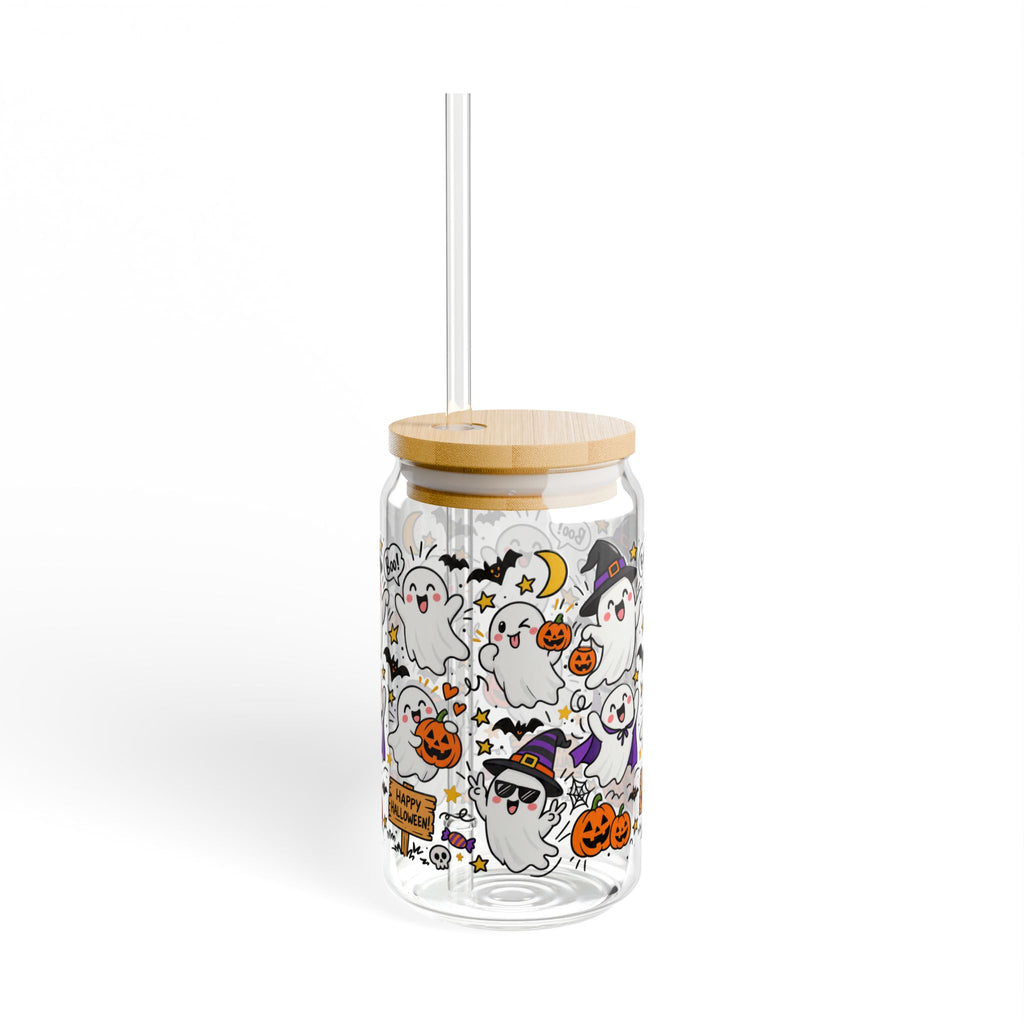 Playful Halloween Ghosts Sipper Glass – 16 oz