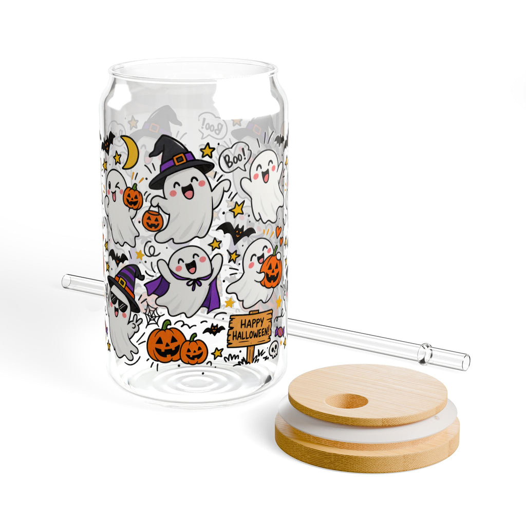 Playful Halloween Ghosts Sipper Glass – 16 oz
