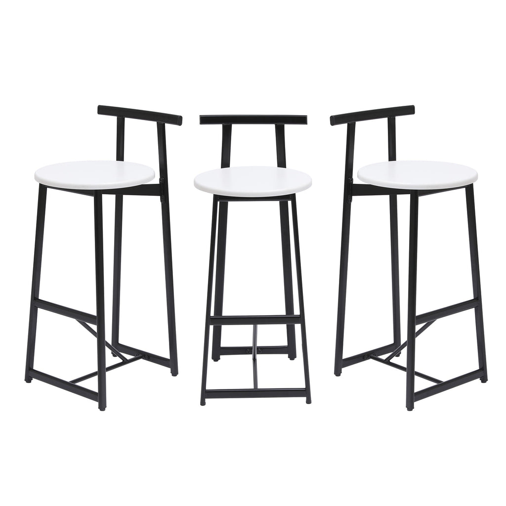 Modern Bar Stools with Backrest – Set of 3