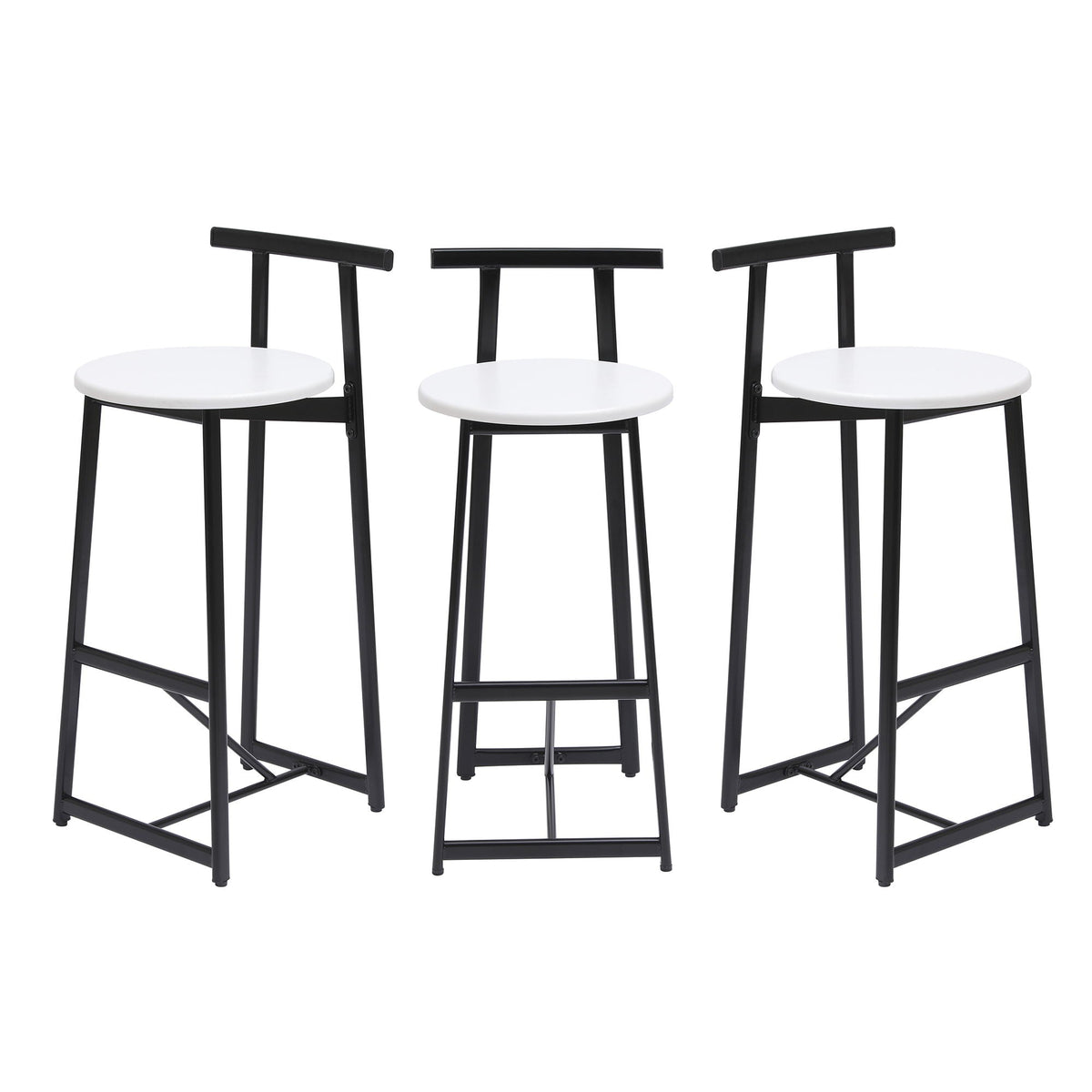 Modern Bar Stools with Backrest – Set of 3