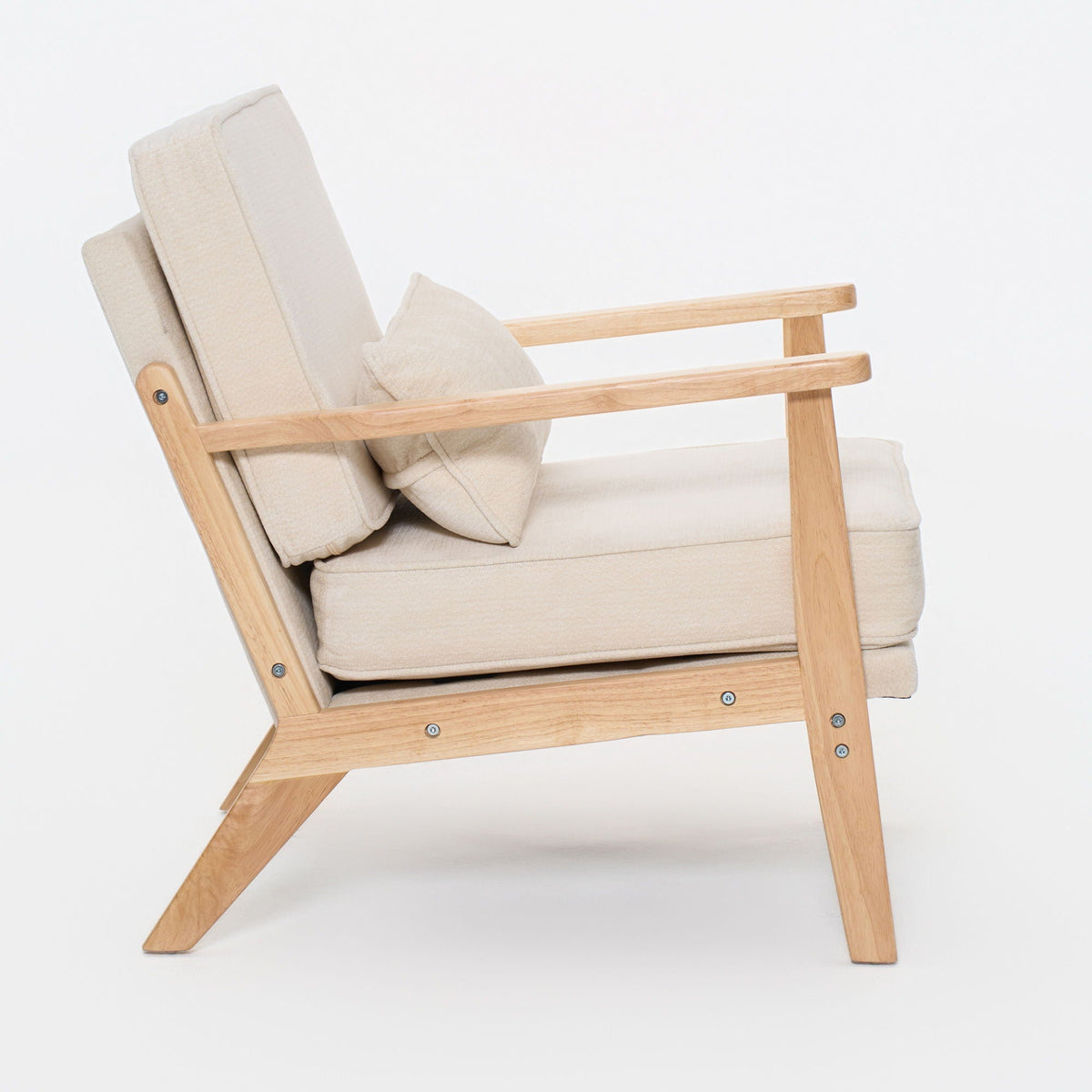Sleek Mid-Century Chair with Lumbar Pillow