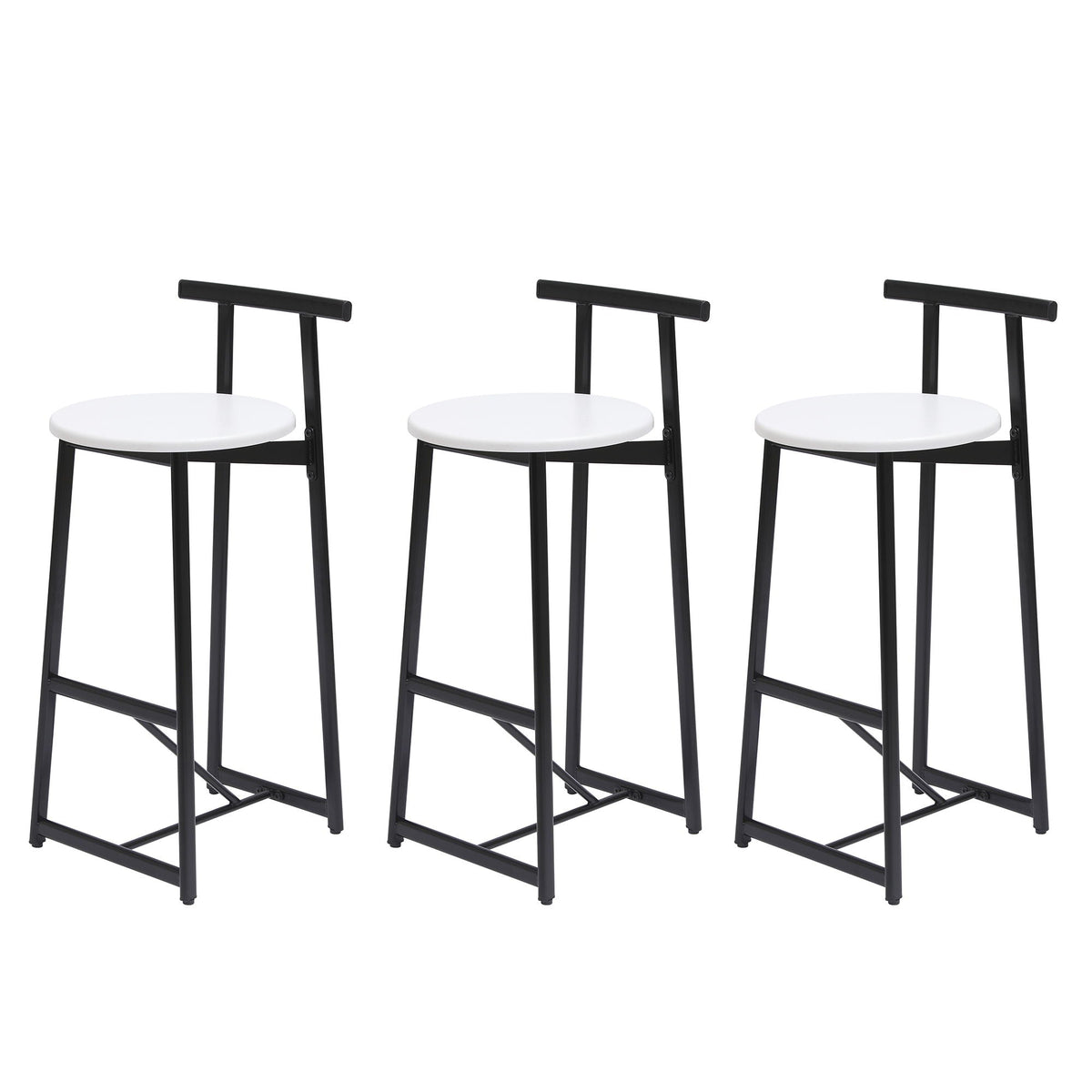 Modern Bar Stools with Backrest – Set of 3