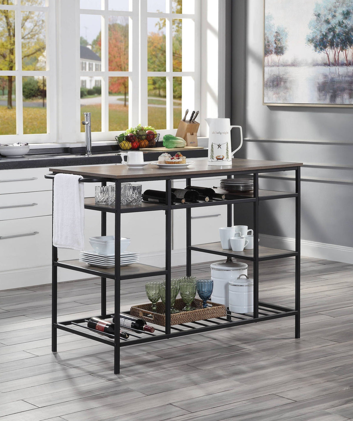The Lona Kitchen Island-6 Open Shelves