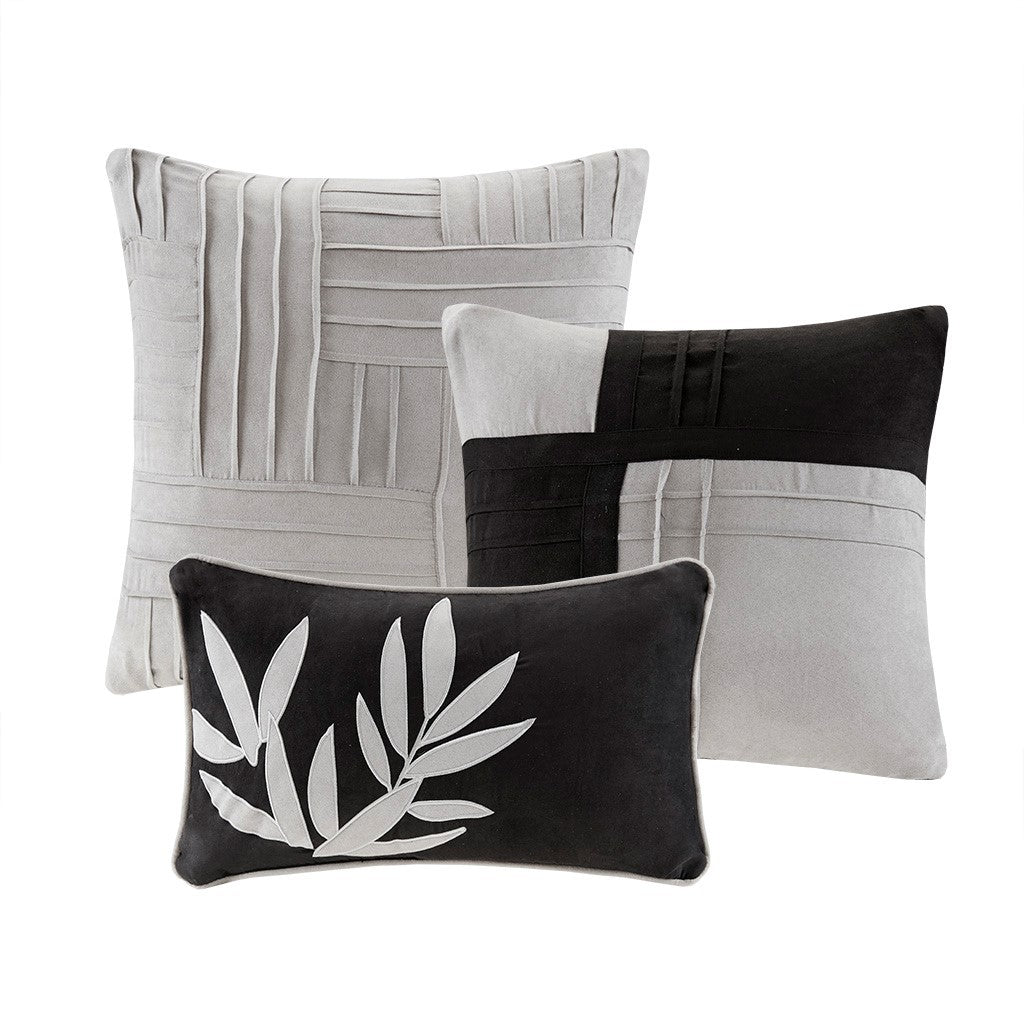 Gray Faux Suede 7 Piece Comforter Set-Cal King