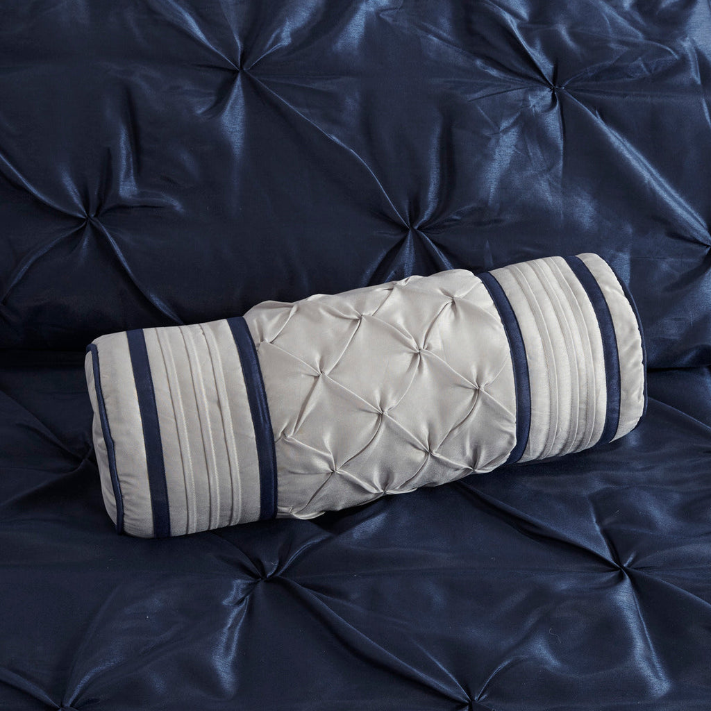 Navy 7 Piece Tufted Queen Comforter Set