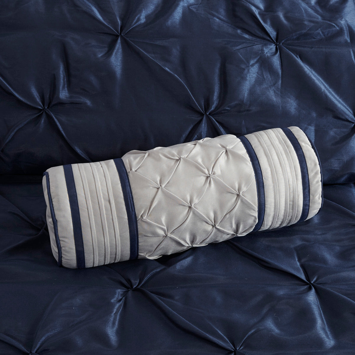 Navy 7 Piece Tufted Queen Comforter Set