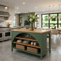 56" Open Storage Farmhouse Kitchen Island