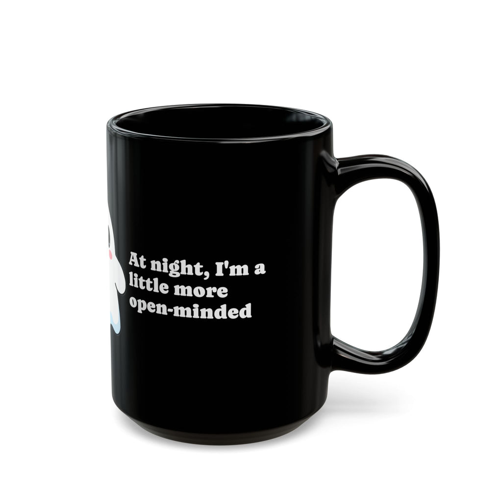 Whimsically Spooky Ghost Coffee Mug – Black Ceramic