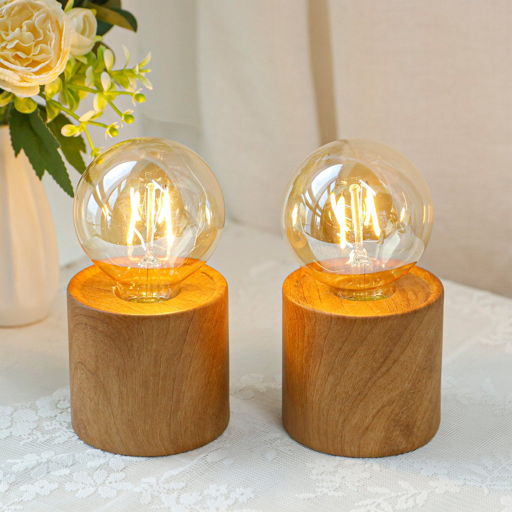 Wood Grain Table Lamps – Set of 4, 6.5"