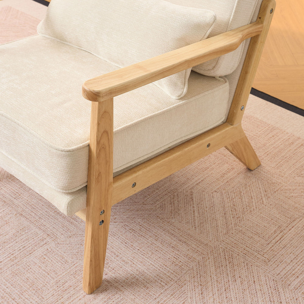 Sleek Mid-Century Chair with Lumbar Pillow