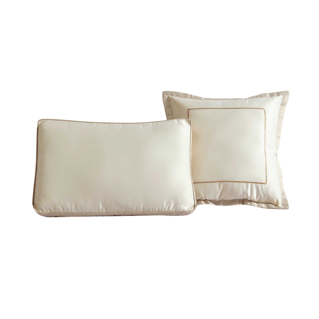 Beige Matte/Satin Reversible 7 PC Comforter Set