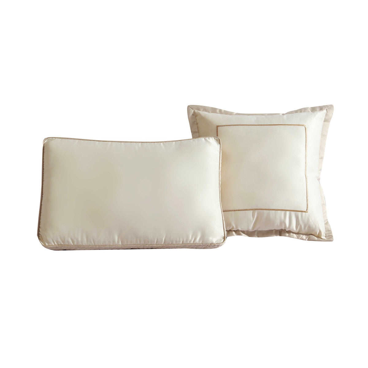 Beige Matte/Satin Reversible 7 PC Comforter Set