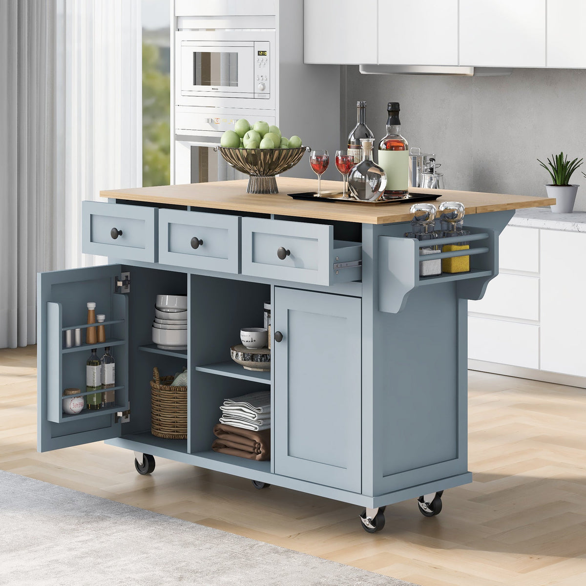 Drop-Leaf Countertop Kitchen Cart