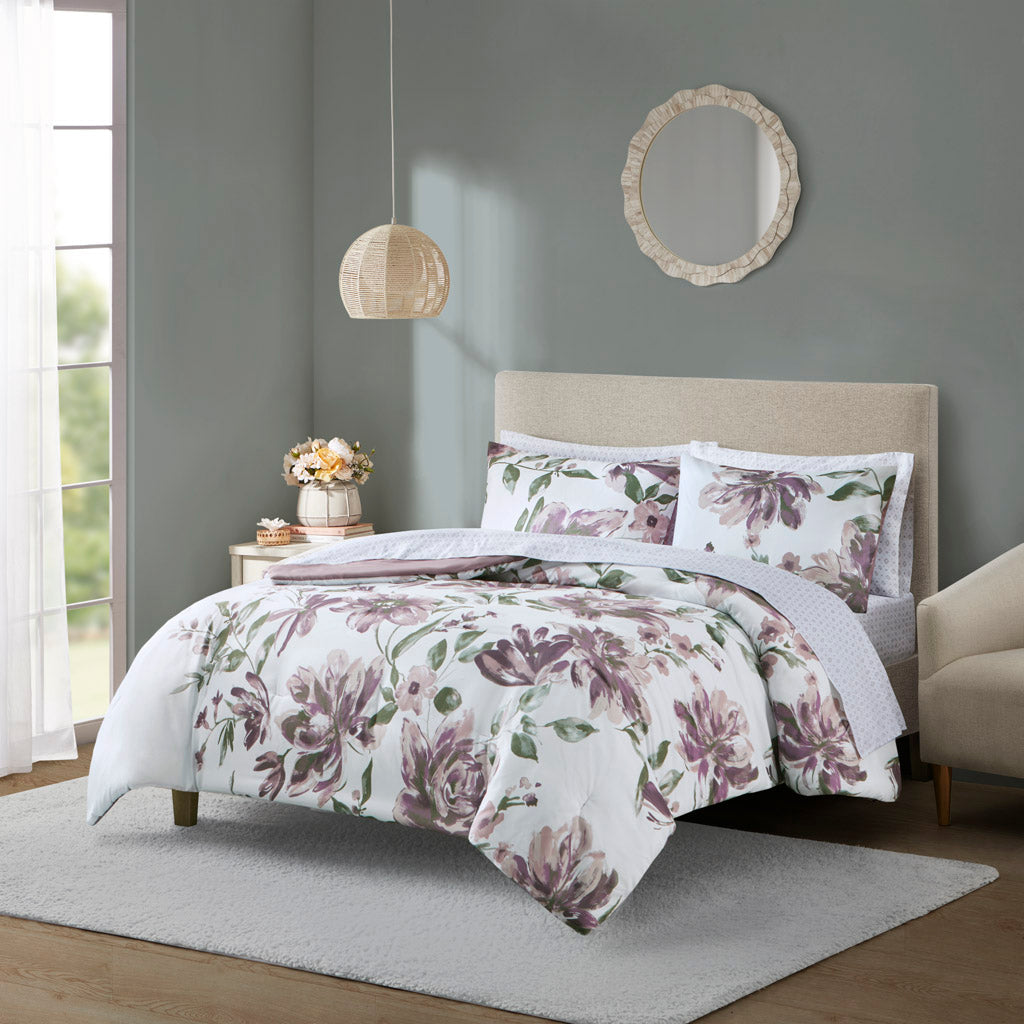 Floral Queen Comforter Set with Bed Sheets