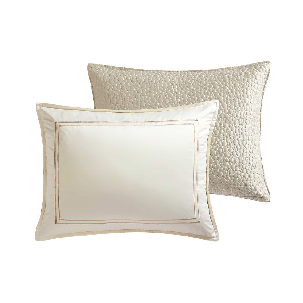 Beige Matte/Satin Reversible 7 PC Comforter Set