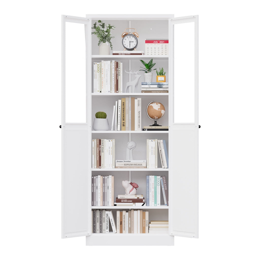 Tall Metal Kitchen Pantry Cabinet with Adjustable Shelves And Silent Magnetic Doors