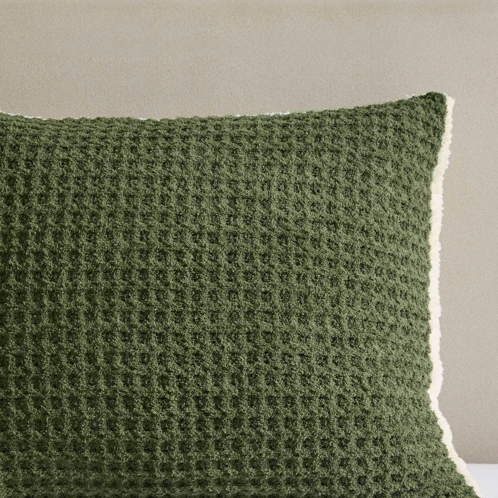 Olive Full/Queen Waffle Knit Chenille Comforter Set