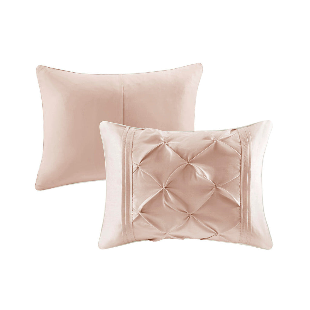 Blush Tufted Comforter Set -7 Piece Queen