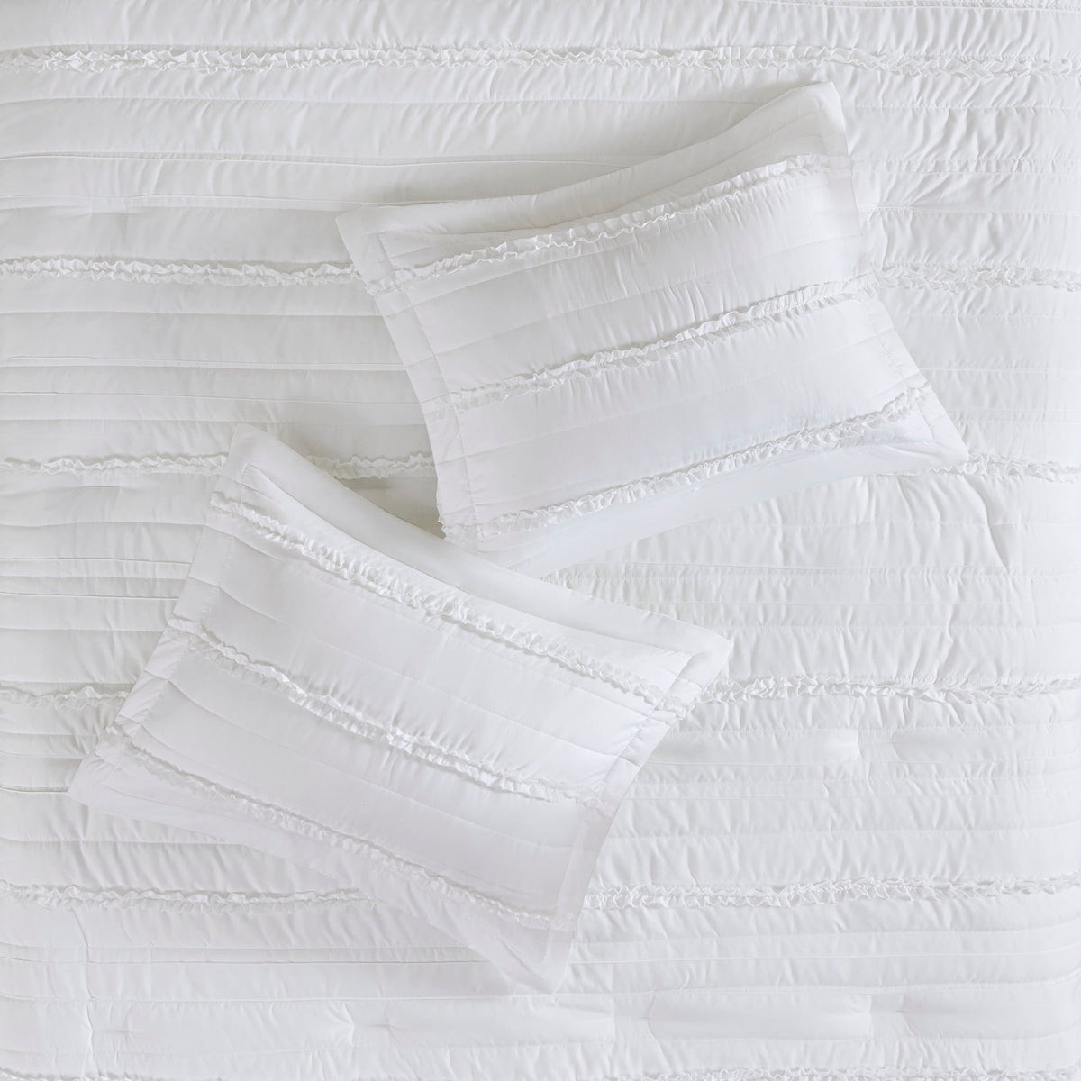 White 5 Piece Microfiber Ruffled Comforter Set - California King