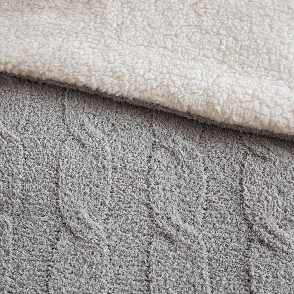 Gray 3 Piece Full/Queen Cable Knit Chenille Comforter Set
