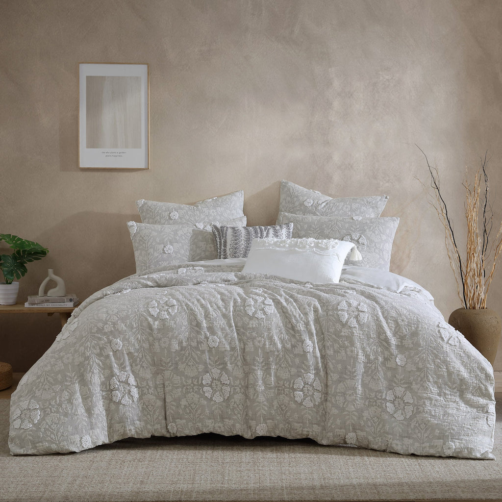 Soft Gray 5 Pc Textured Woven Jacquard Comforter Set