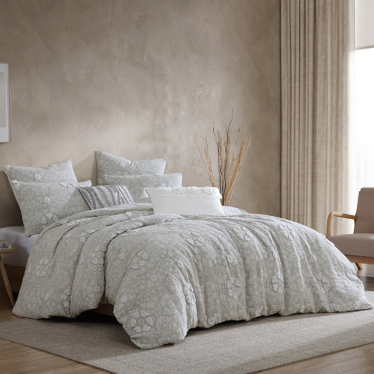 Soft Gray 5 Pc Textured Woven Jacquard Comforter Set