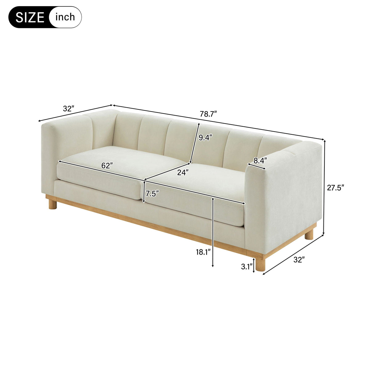 Plush Loveseat Sofa For Living Room