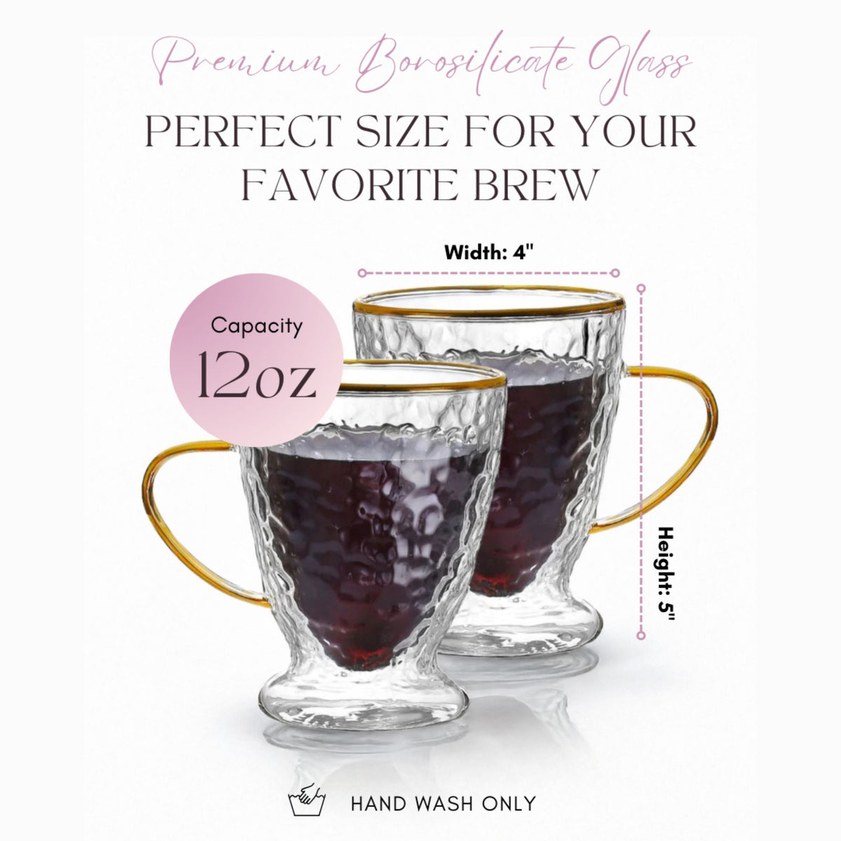Hammered Double-Wall Glass Coffee Cups