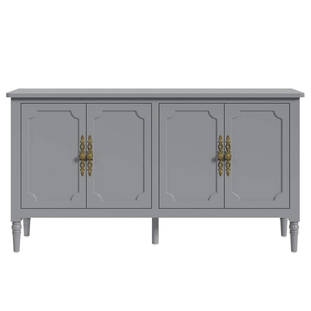 Mid-Century Wood Buffet Sideboard with Soft Closing Doors