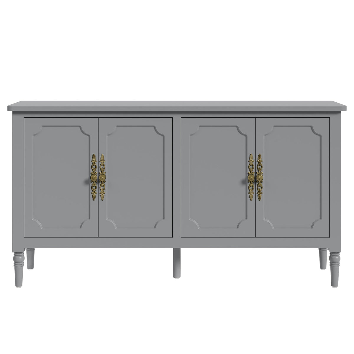 Mid-Century Wood Buffet Sideboard with Soft Closing Doors