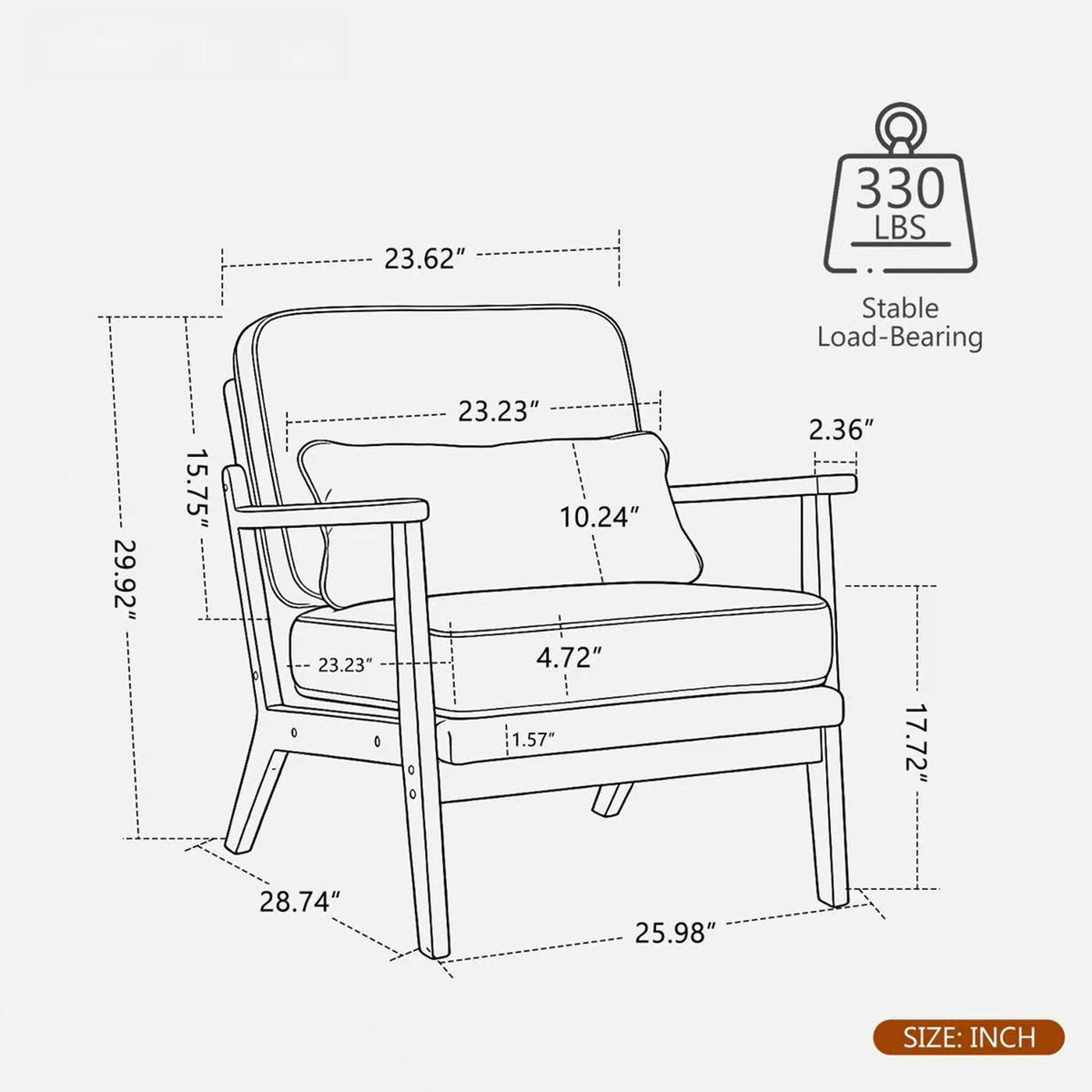 Sleek Mid-Century Chair with Lumbar Pillow