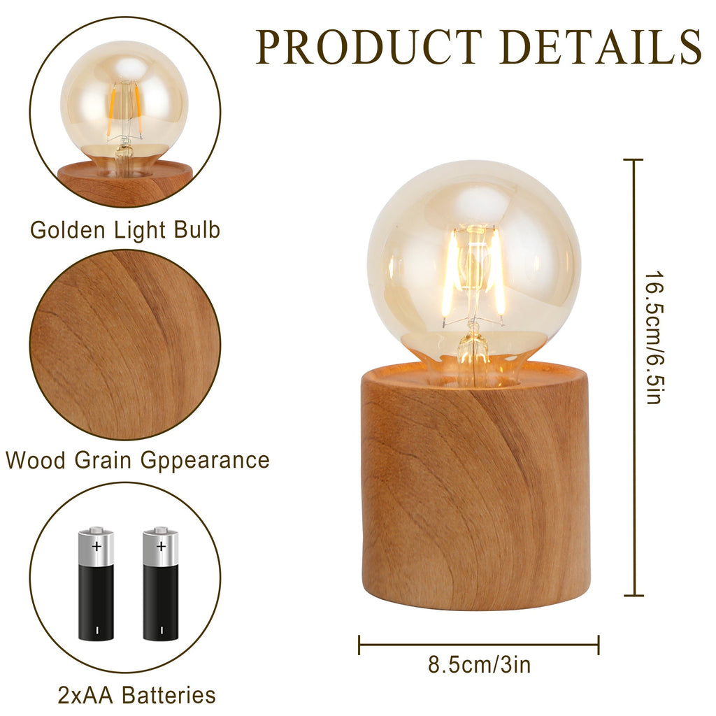 Wood Grain Table Lamps – Set of 4, 6.5"