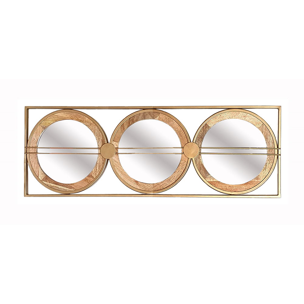 Trio Wall Mirror In Rectangular Frame in Brown