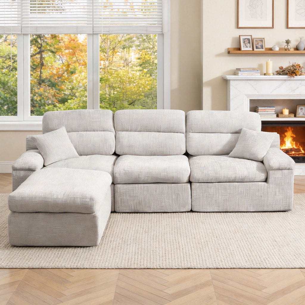 Corner Chaise Sofa with High Backrest - 2 Piece Set