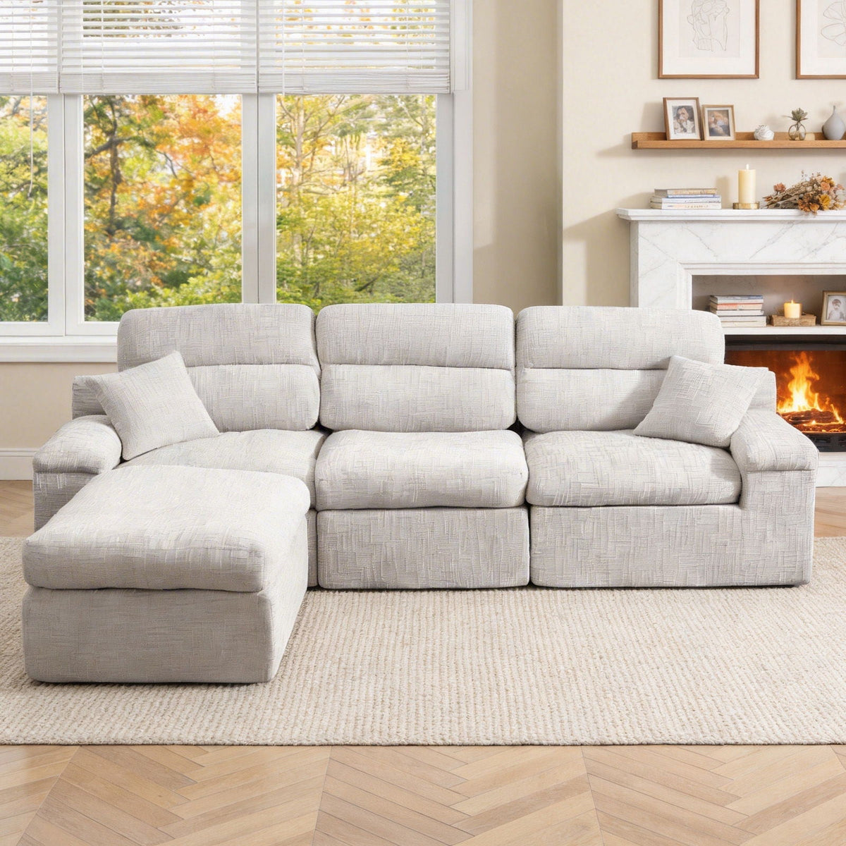 Corner Chaise Sofa with High Backrest - 2 Piece Set