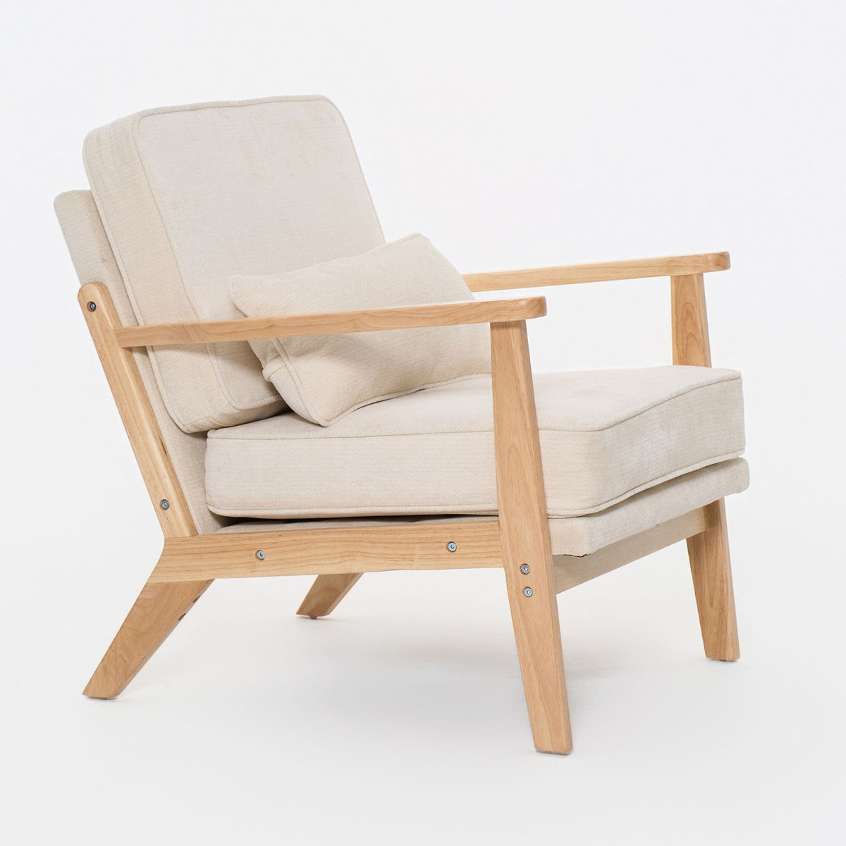 Sleek Mid-Century Chair with Lumbar Pillow
