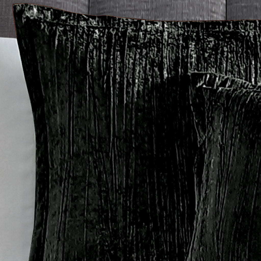 The Turin 7 Piece Black Crinkle Velvet Comforter Set