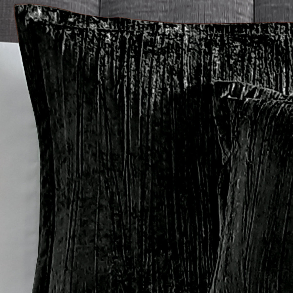 The Turin 7 Piece Black Crinkle Velvet Comforter Set