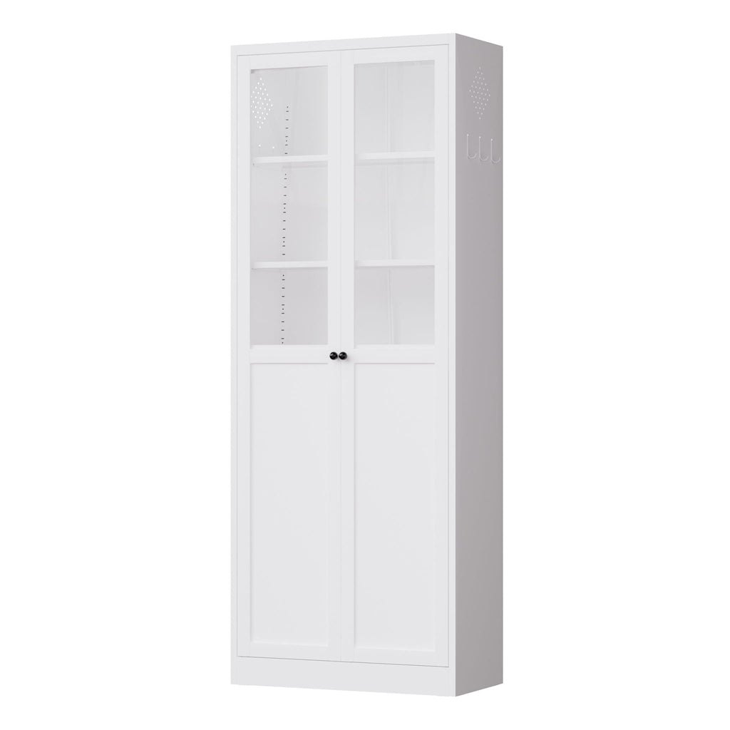 Tall Metal Kitchen Pantry Cabinet with Adjustable Shelves And Silent Magnetic Doors